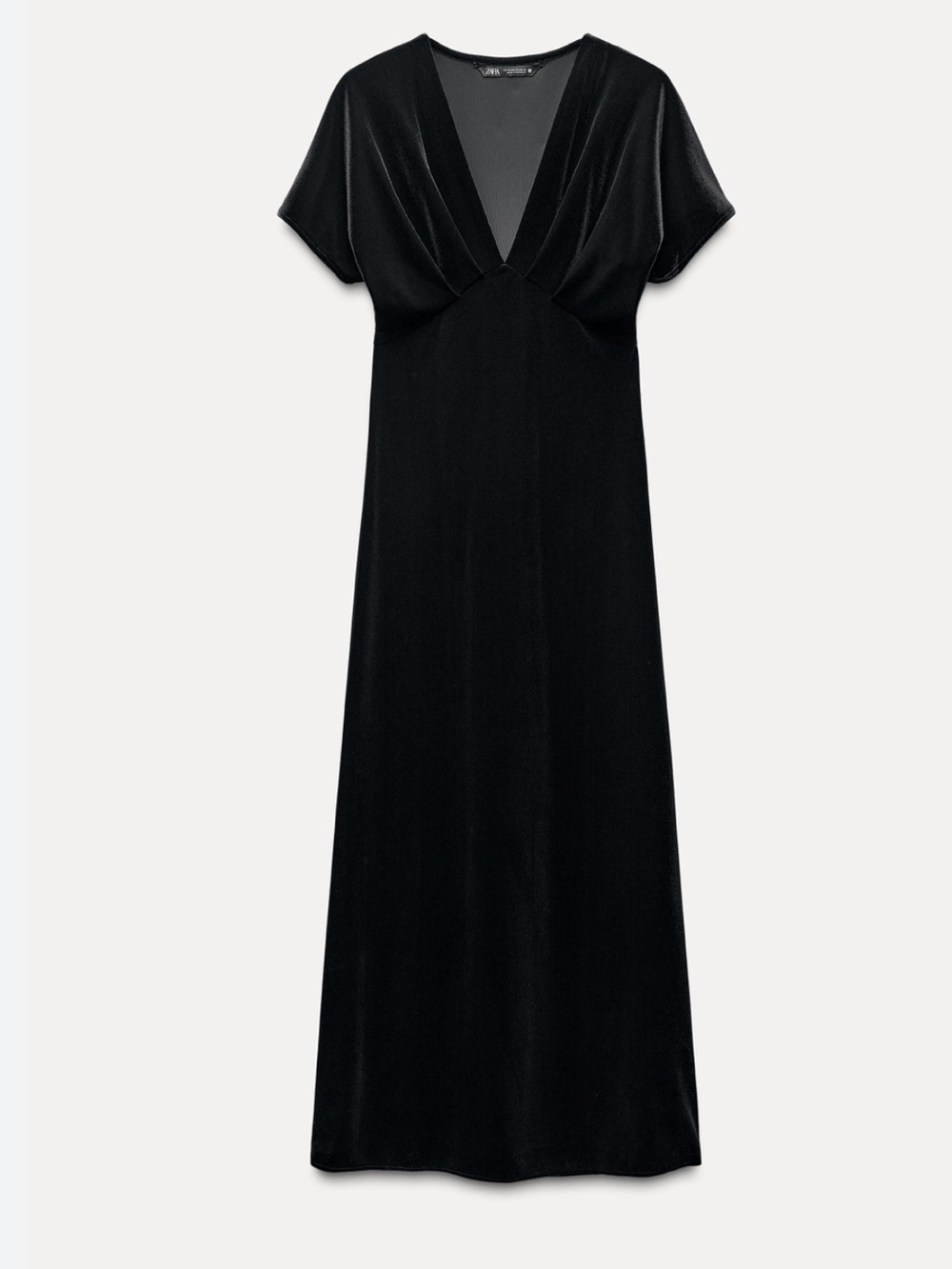 Zara Black Velvet Dress with V-Neck